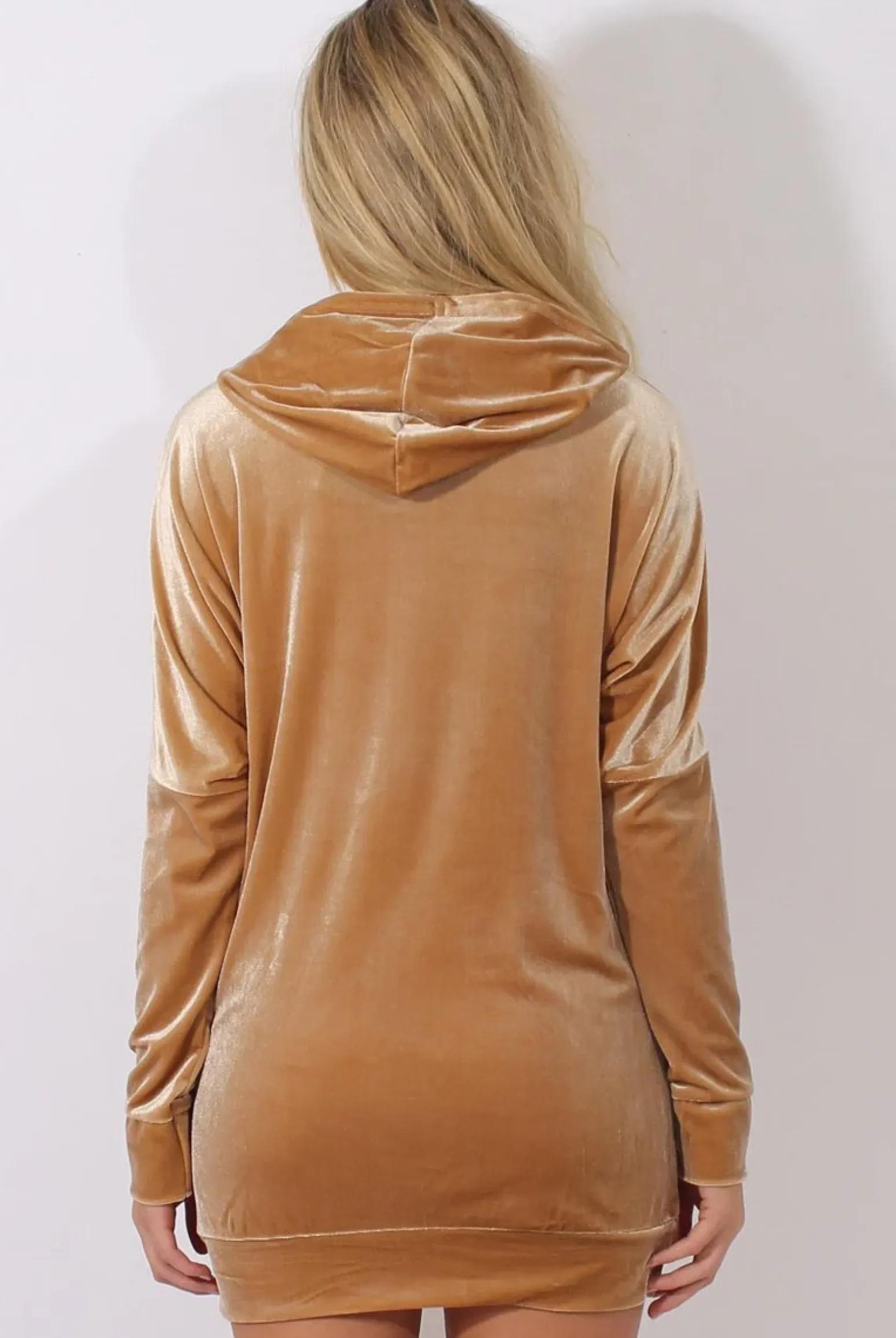 Rebellious Fashion Camel Velvet Oversized Hoodie - Reagan
