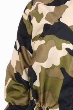 Rebellious Fashion Camo Bomber Style Long Jacket - Brea