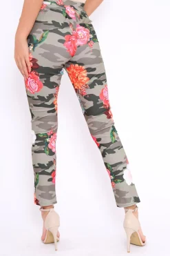 Rebellious Fashion Camo Floral Tapered Trousers - Jasmyn