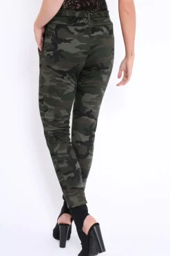 Rebellious Fashion Camo Paper Bag Tie Waist Cigarette Trousers - Karmen