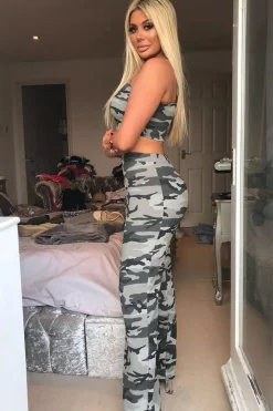 Rebellious Fashion Camo Print Crop Top and Trousers Co-ord Set - Kimmy