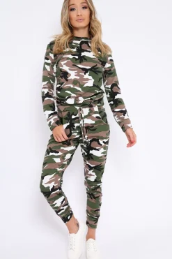 Rebellious Fashion Camo Sweatshirt and Joggers Loungewear Set - Evalin