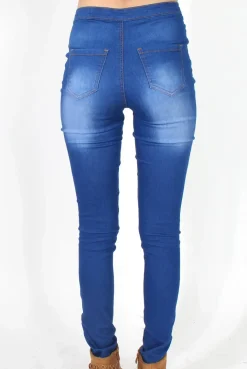 Rebellious Fashion Caprice Bright Blue High Waisted Skinny Jeans