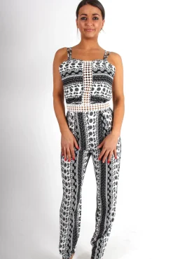 Rebellious Fashion Cari White Paisley Print Jumpsuit