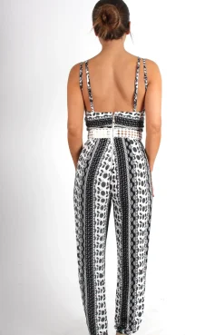 Rebellious Fashion Cari White Paisley Print Jumpsuit