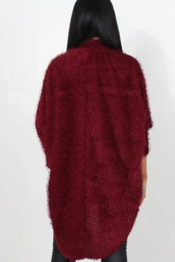 Rebellious Fashion Carrie Wine Drooped Back Knitted Jumper