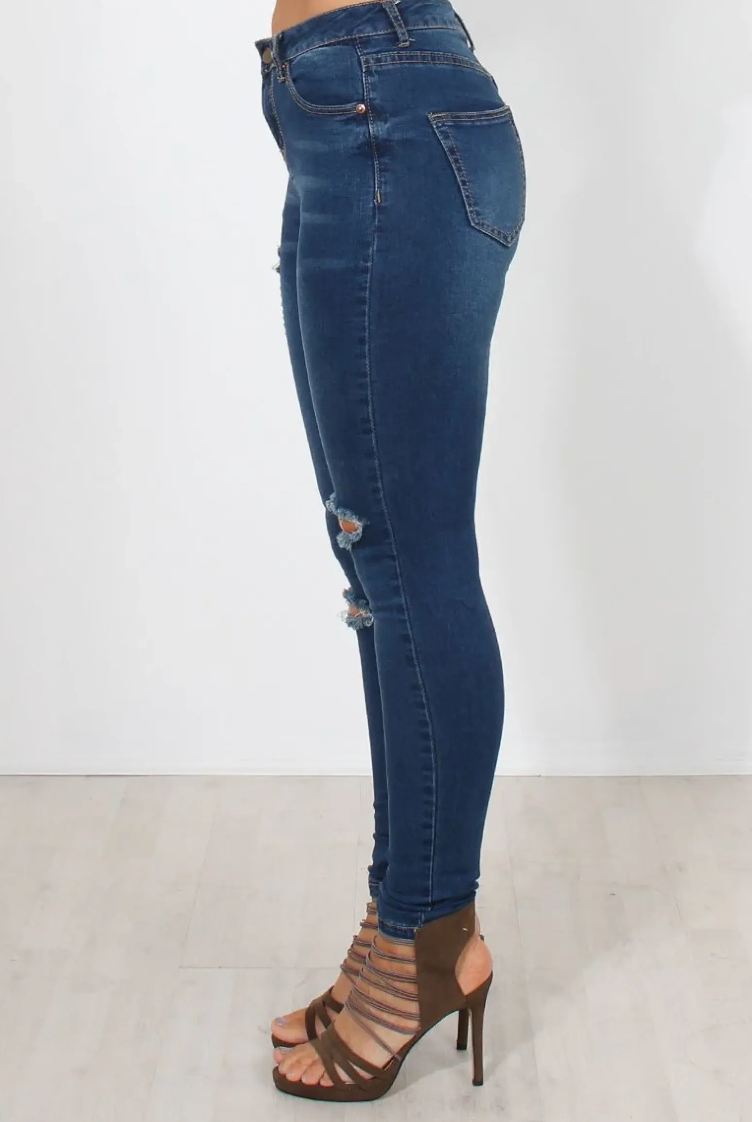 Rebellious Fashion Carris Dark Wash Ripped Jeans