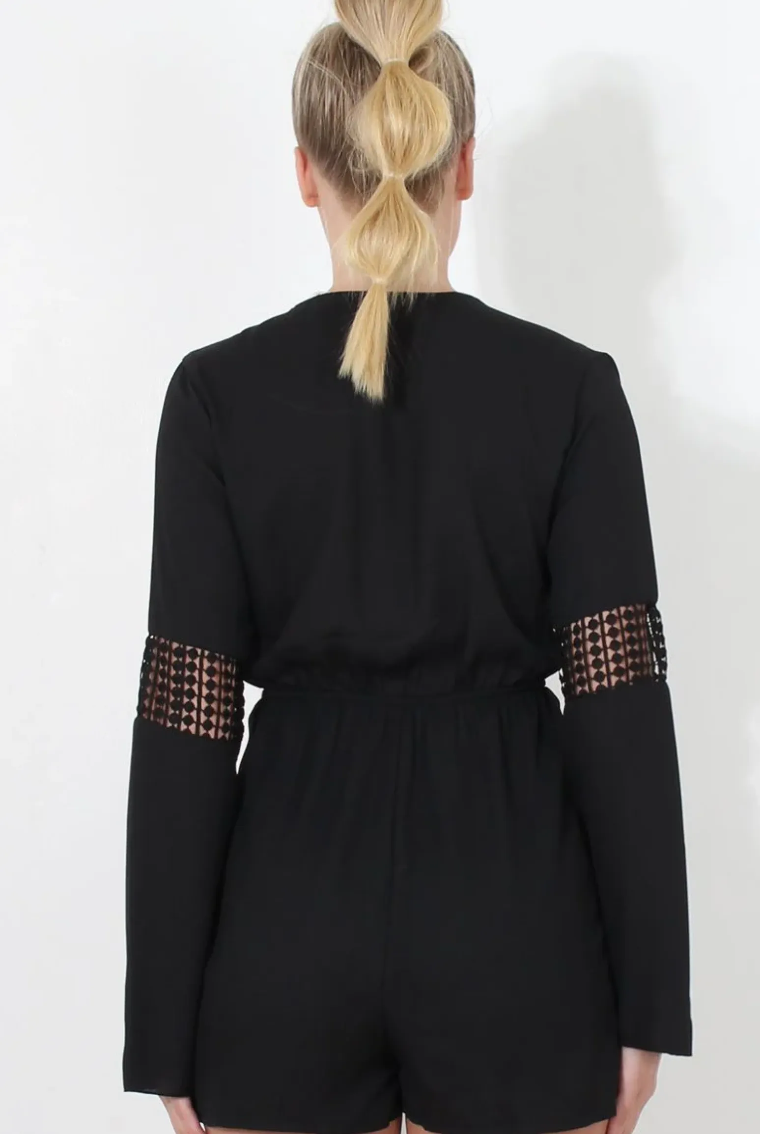 Rebellious Fashion Carson Black Crochet Detail Playsuit