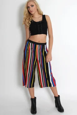Rebellious Fashion Catherine Striped CulotteTrousers