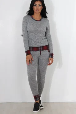 Rebellious Fashion Cathie Grey Tartan Trim Loungewear