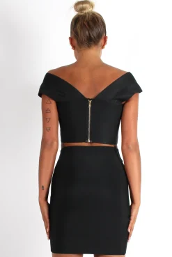Rebellious Fashion Ceanna Black Bandage Cross Front Two Piece