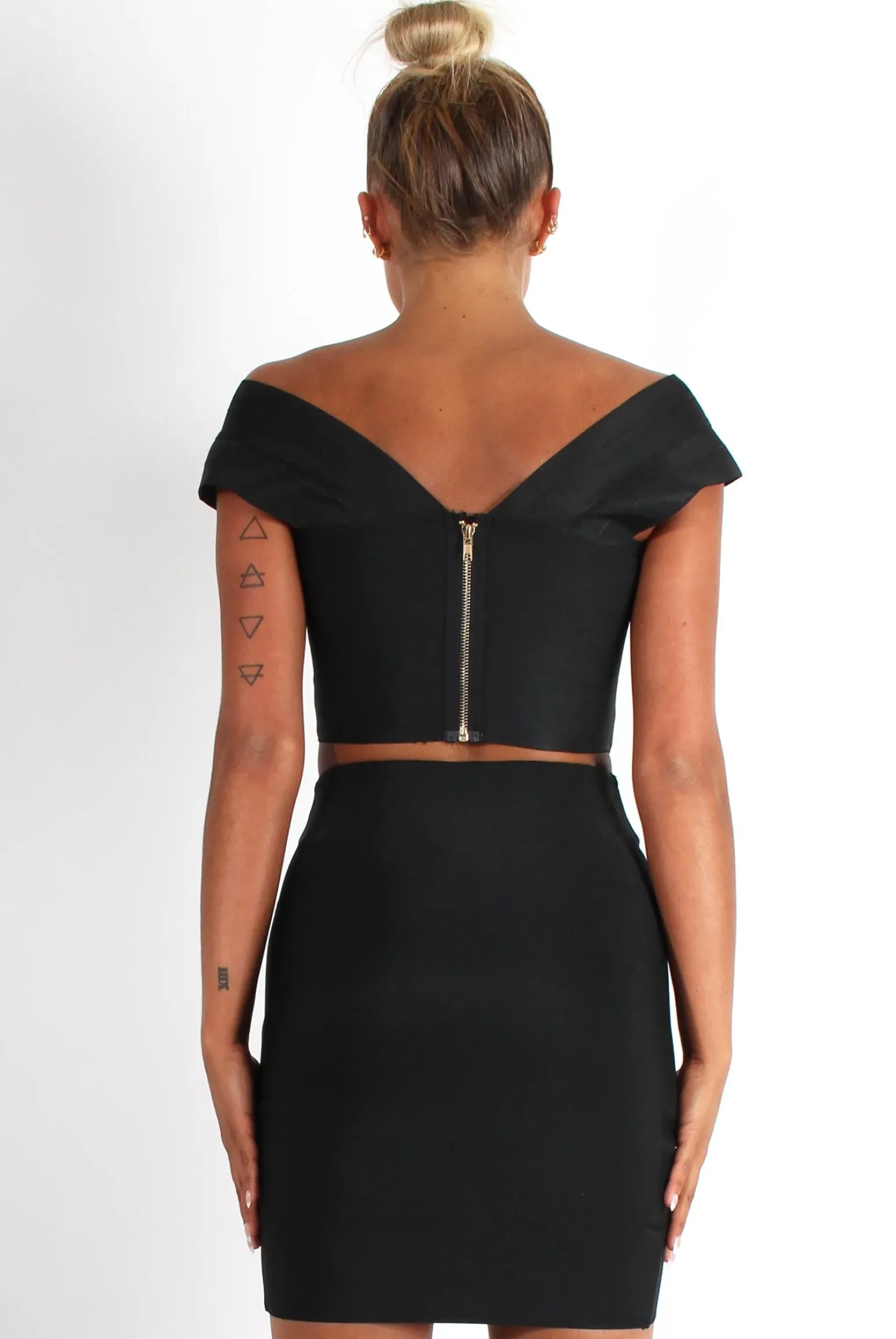 Rebellious Fashion Ceanna Black Bandage Cross Front Two Piece