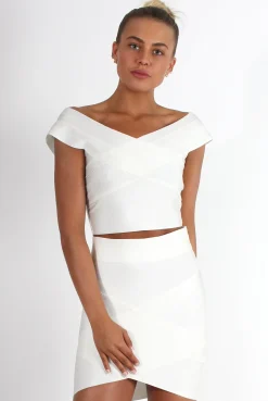 Rebellious Fashion Ceanna White Bandage Cross Front Two Piece