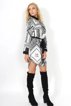 Rebellious Fashion Celine Black Paisley Print Shirt Dress