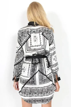 Rebellious Fashion Celine Black Paisley Print Shirt Dress