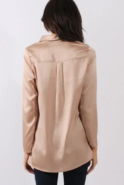 Rebellious Fashion Champagne Satin Shirt - Alaina