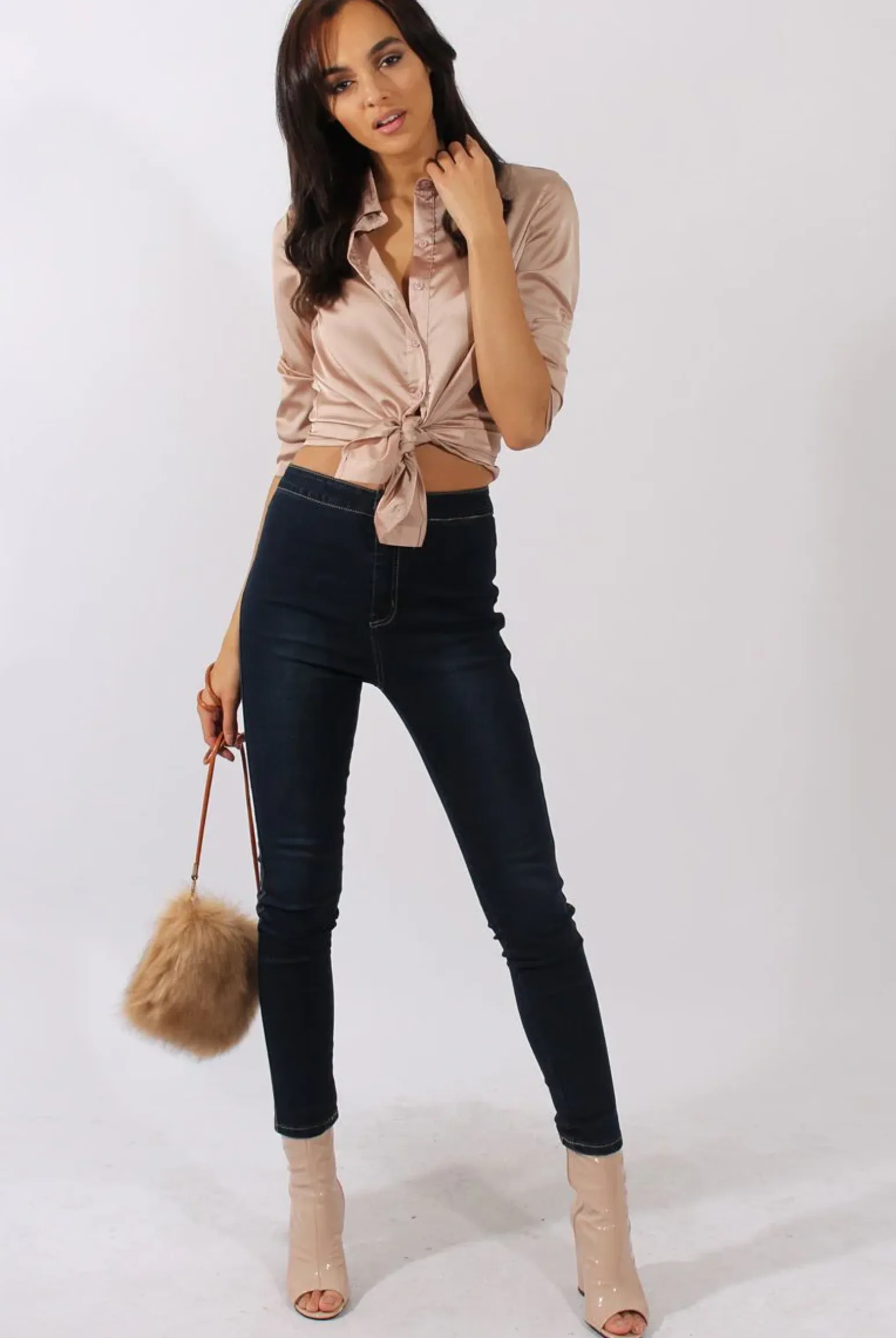 Rebellious Fashion Champagne Satin Shirt - Alaina