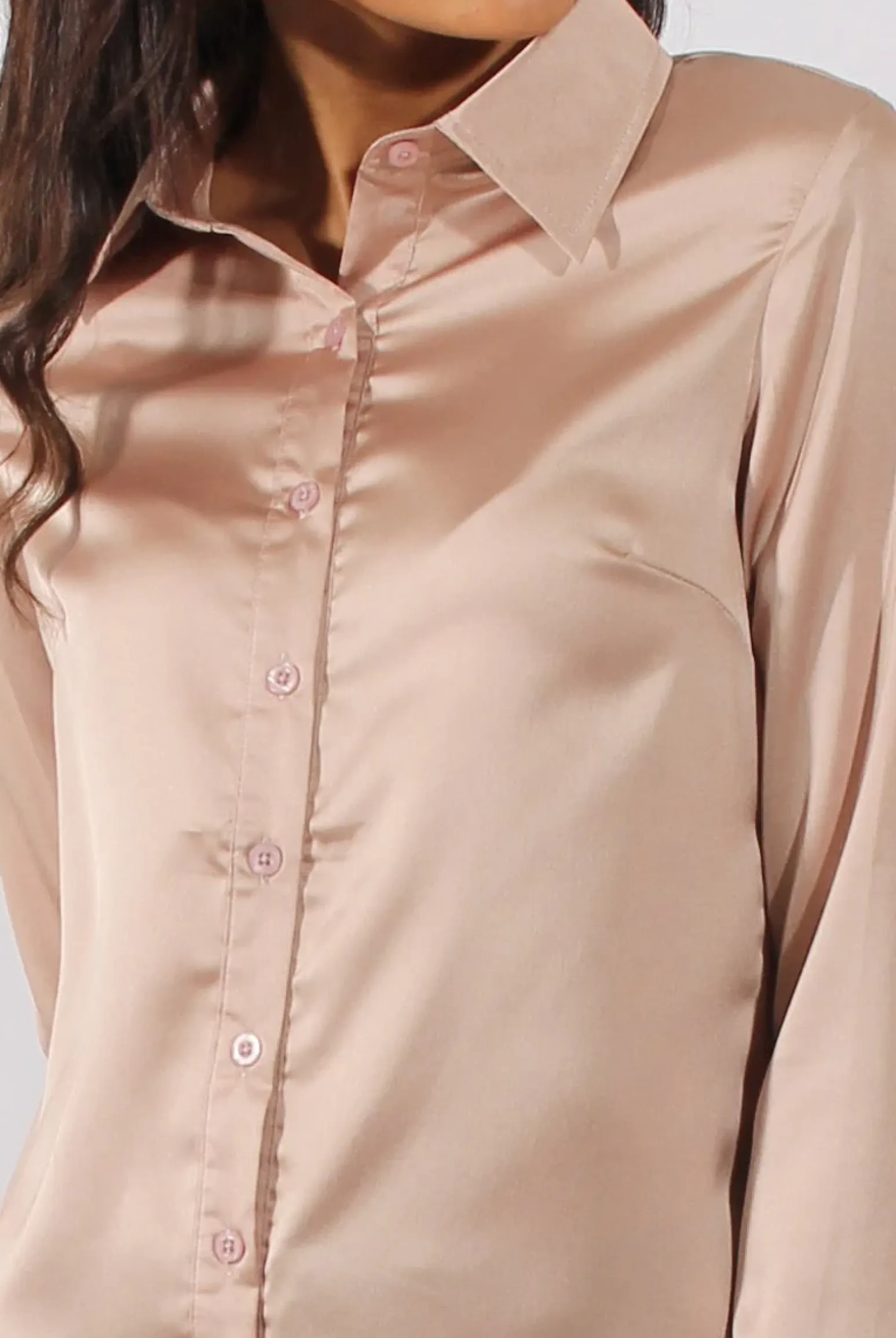Rebellious Fashion Champagne Satin Shirt - Alaina