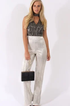 Rebellious Fashion Champagne Super High Waisted Pleated Trousers - Narla