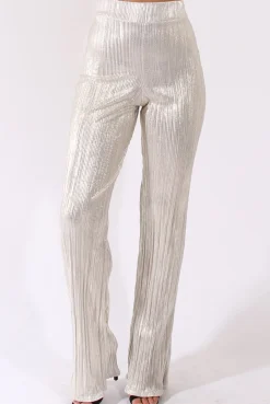 Rebellious Fashion Champagne Super High Waisted Pleated Trousers - Narla