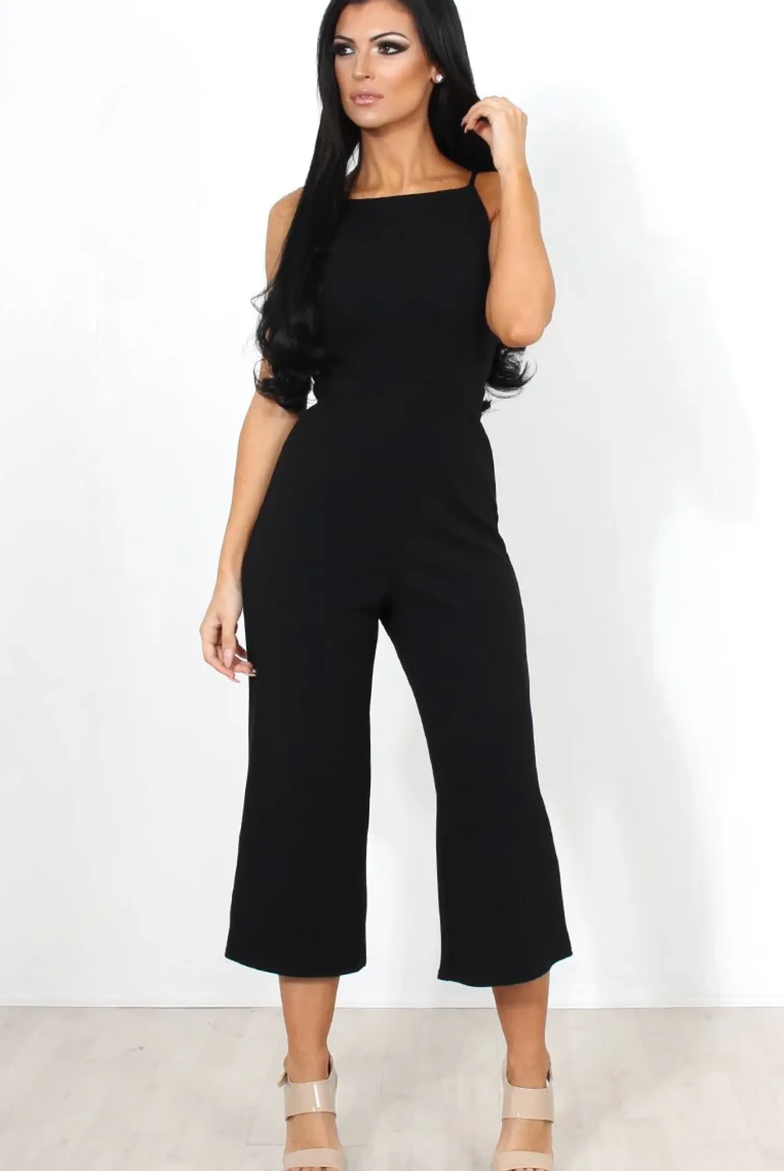 Rebellious Fashion Chantelle Black High Neck Culotte Jumpsuit