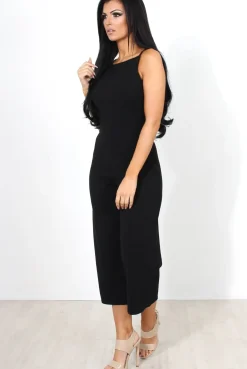 Rebellious Fashion Chantelle Black High Neck Culotte Jumpsuit