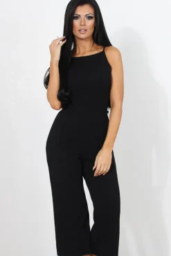 Rebellious Fashion Chantelle Black High Neck Culotte Jumpsuit