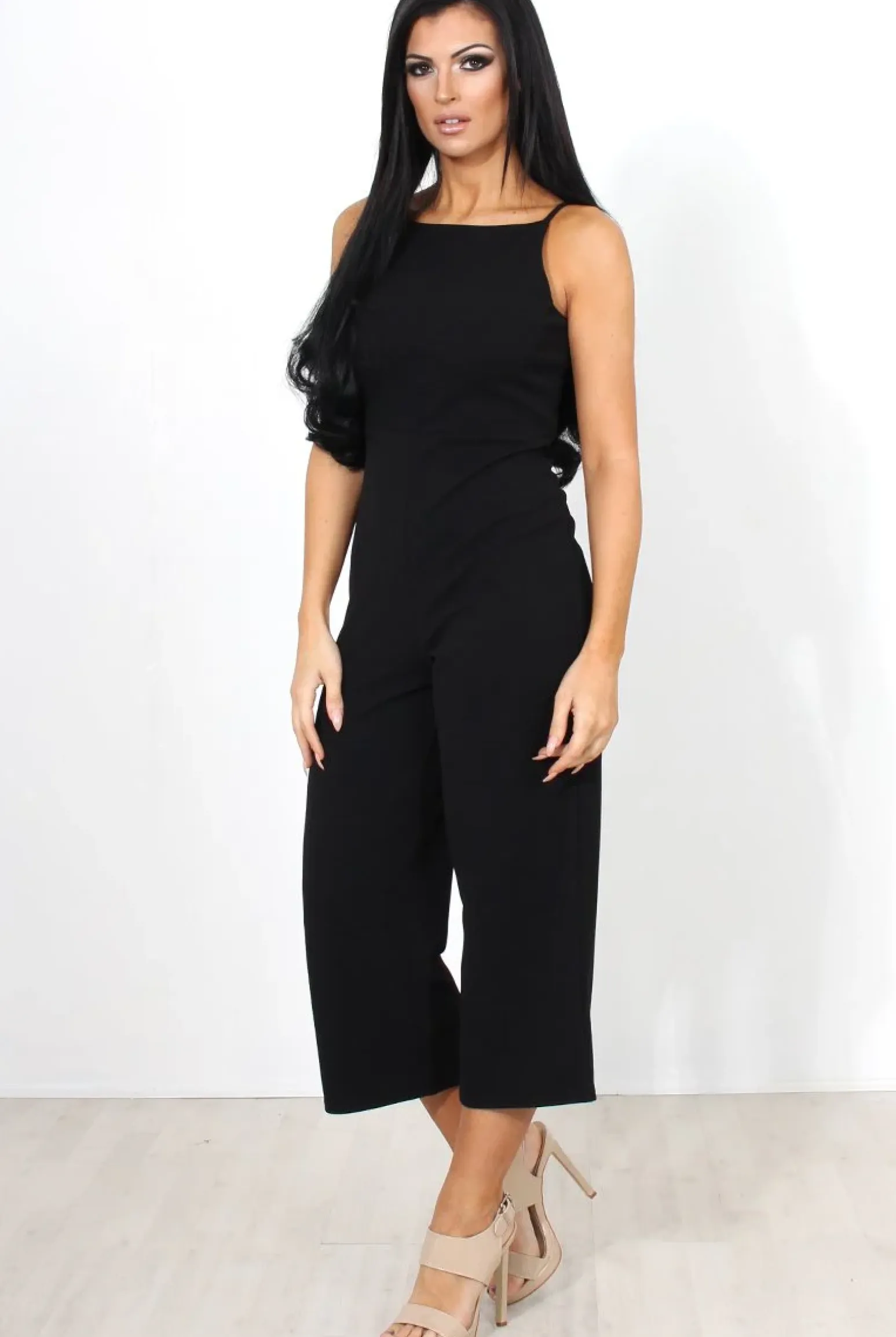 Rebellious Fashion Chantelle Black High Neck Culotte Jumpsuit