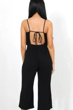Rebellious Fashion Chantelle Black High Neck Culotte Jumpsuit