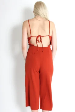 Rebellious Fashion Chantelle Rust High Neck Culotte Jumpsuit