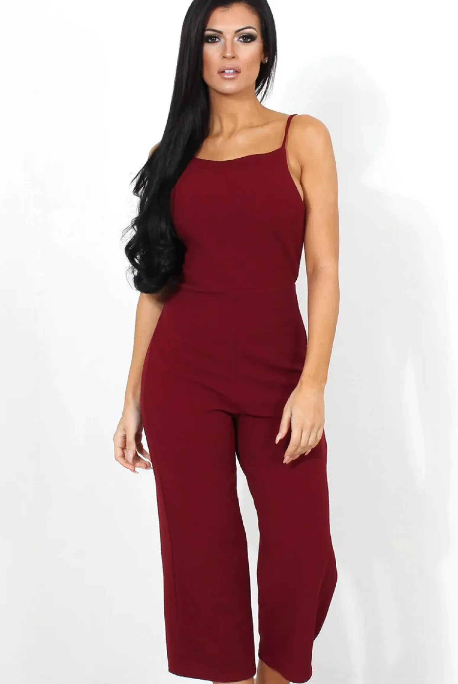 Rebellious Fashion Chantelle Wine High Neck Culotte Jumpsuit
