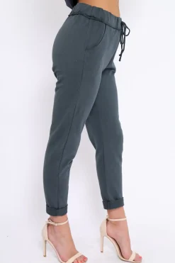 Rebellious Fashion Charcoal Elasticated Tie Waist Joggers - Cerena