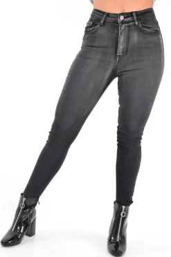 Rebellious Fashion Charcoal Grey Washed Skinny Jeans - Marena