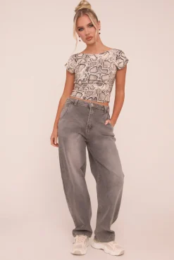 Rebellious Fashion Charcoal High Waist Stretch Mom Jeans - Harriet