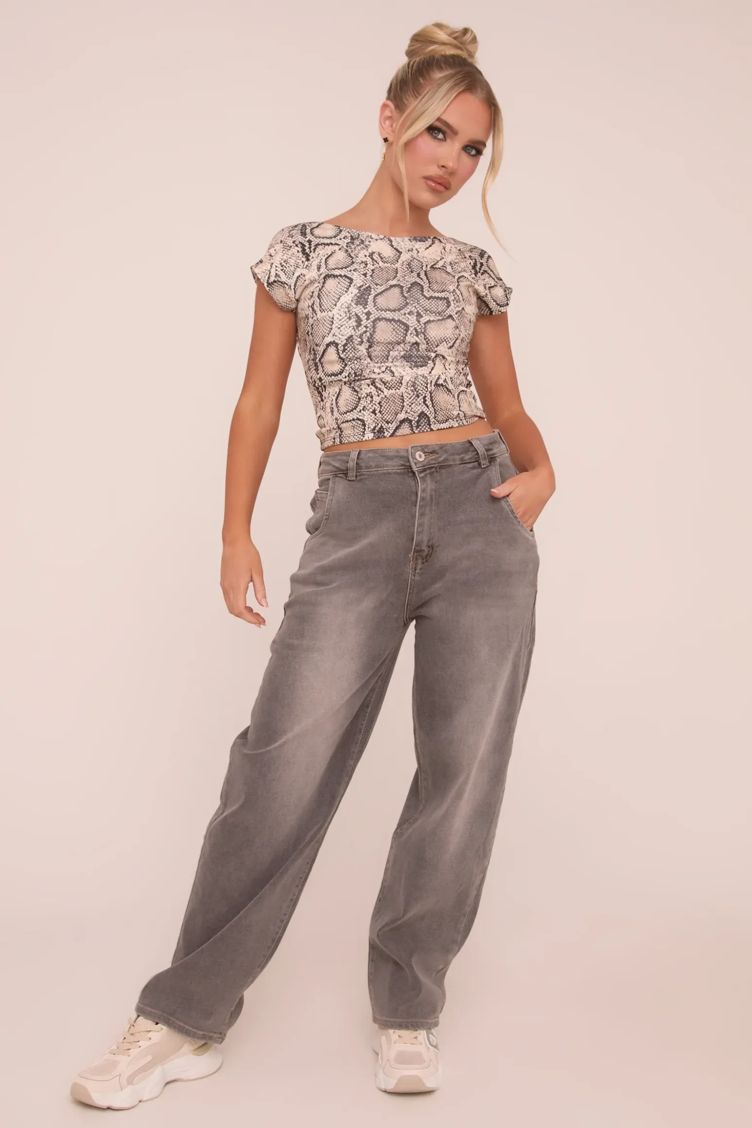 Rebellious Fashion Charcoal High Waist Stretch Mom Jeans - Harriet