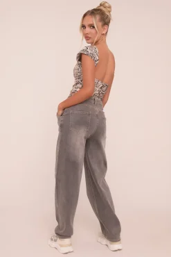 Rebellious Fashion Charcoal High Waist Stretch Mom Jeans - Harriet