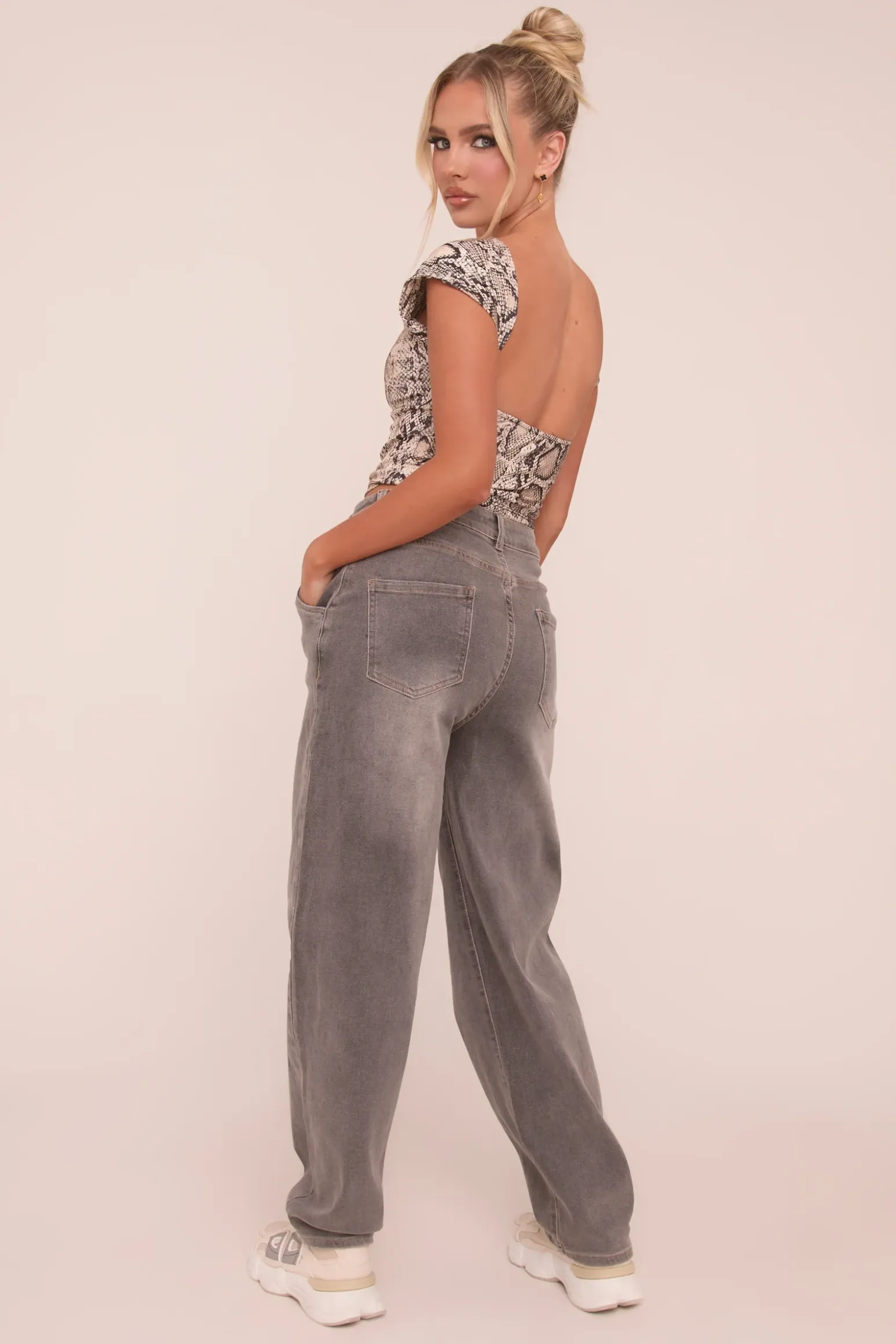 Rebellious Fashion Charcoal High Waist Stretch Mom Jeans - Harriet