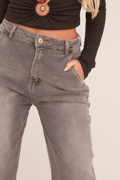 Rebellious Fashion Charcoal High Waist Stretch Mom Jeans - Harriet