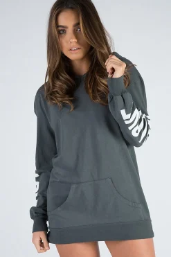 Rebellious Fashion Charcoal 'My Love' Slogan Oversized Hoodie - Tish