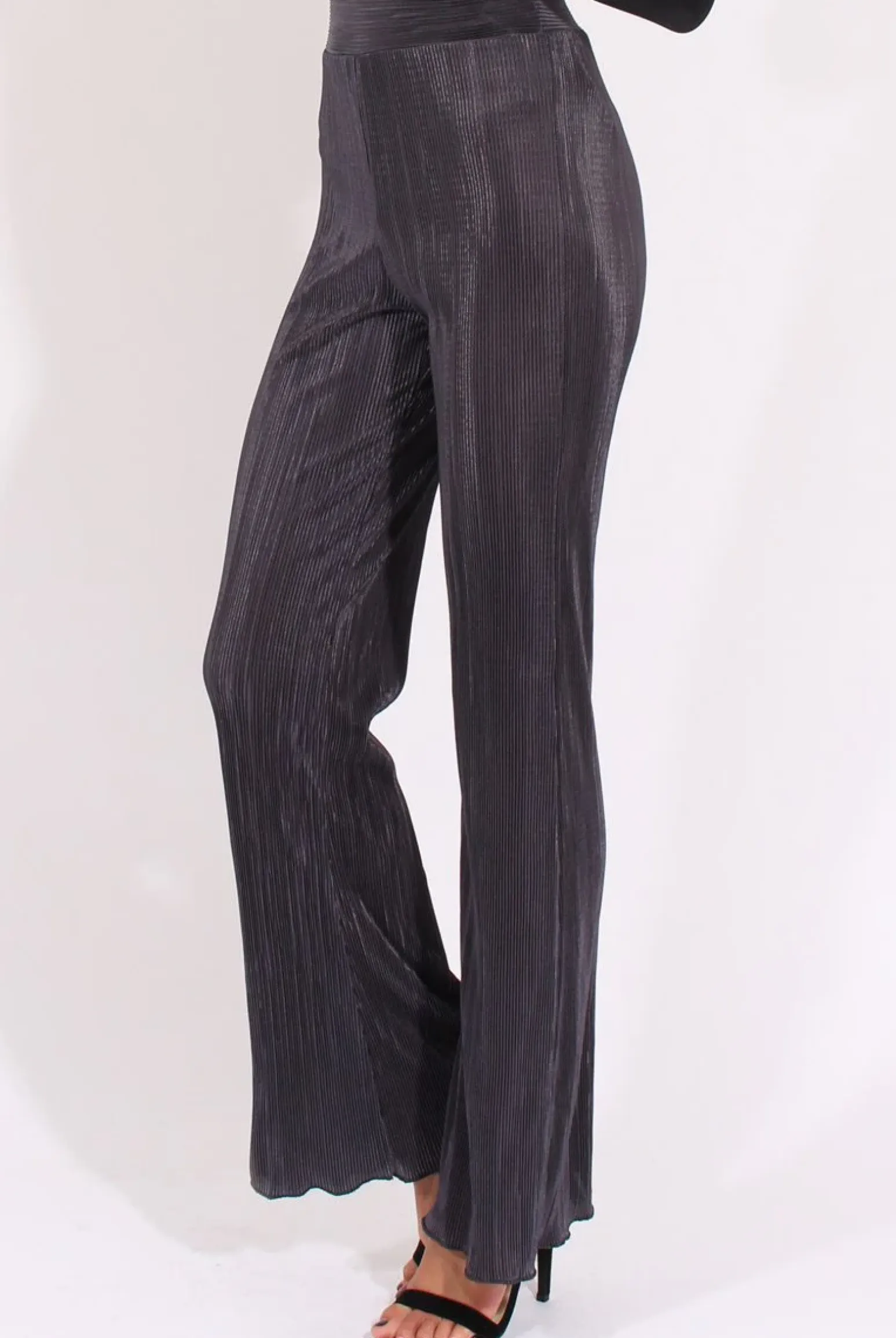 Rebellious Fashion Charcoal Pleated Long High Waisted Trousers - Jojo