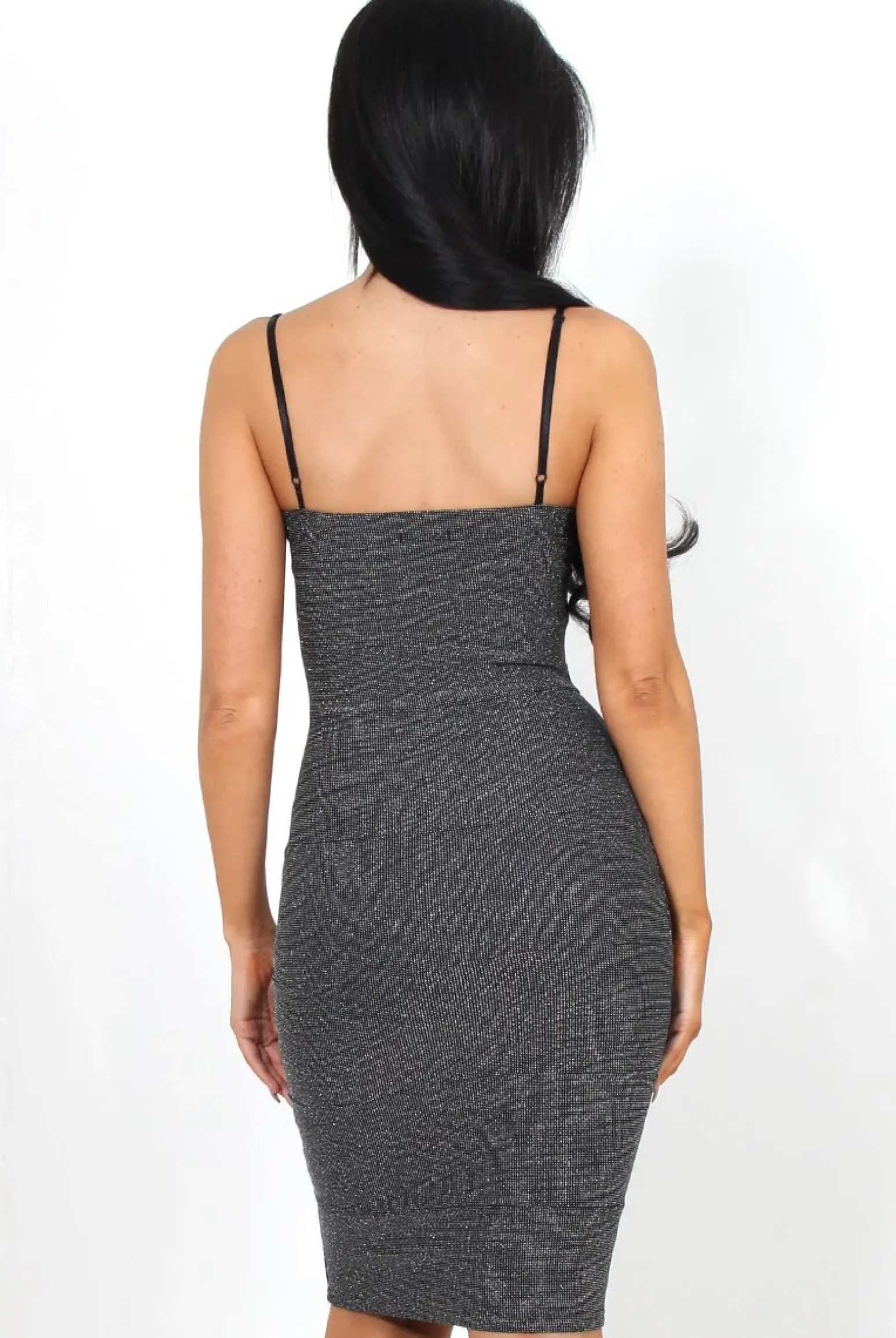 Rebellious Fashion Charlene Silver Glitter Bodycon Dress