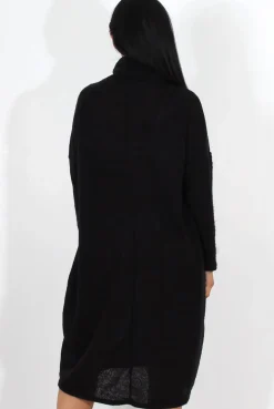 Rebellious Fashion Charley Black Cowl Neck Oversized Jumper Dress