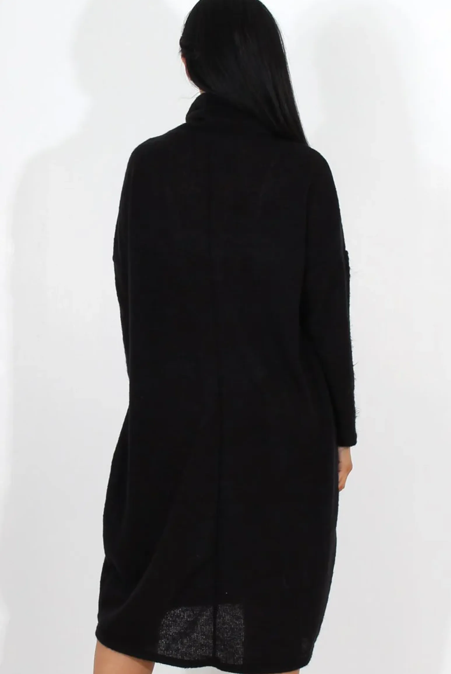 Rebellious Fashion Charley Black Cowl Neck Oversized Jumper Dress