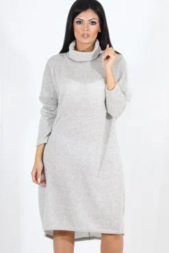 Rebellious Fashion Charley Grey Cowl Neck Oversized Jumper Dress