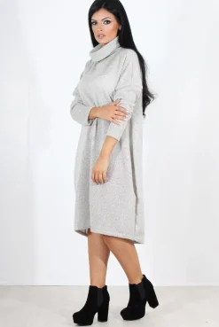 Rebellious Fashion Charley Grey Cowl Neck Oversized Jumper Dress