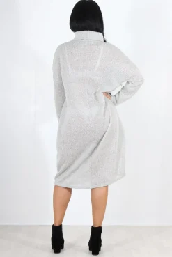 Rebellious Fashion Charley Grey Cowl Neck Oversized Jumper Dress