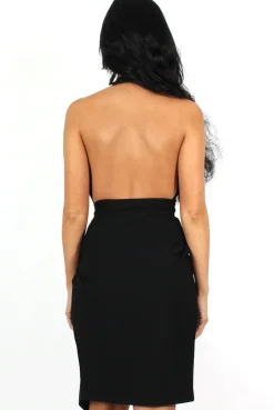 Rebellious Fashion Cherie Black Halterneck Midi Dress