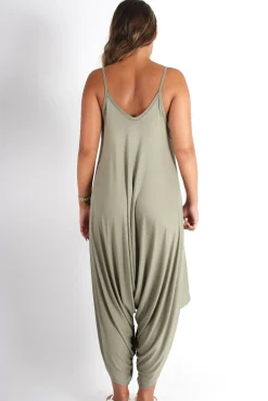 Rebellious Fashion Chloe Khaki Oversized Slouch Jumpsuit