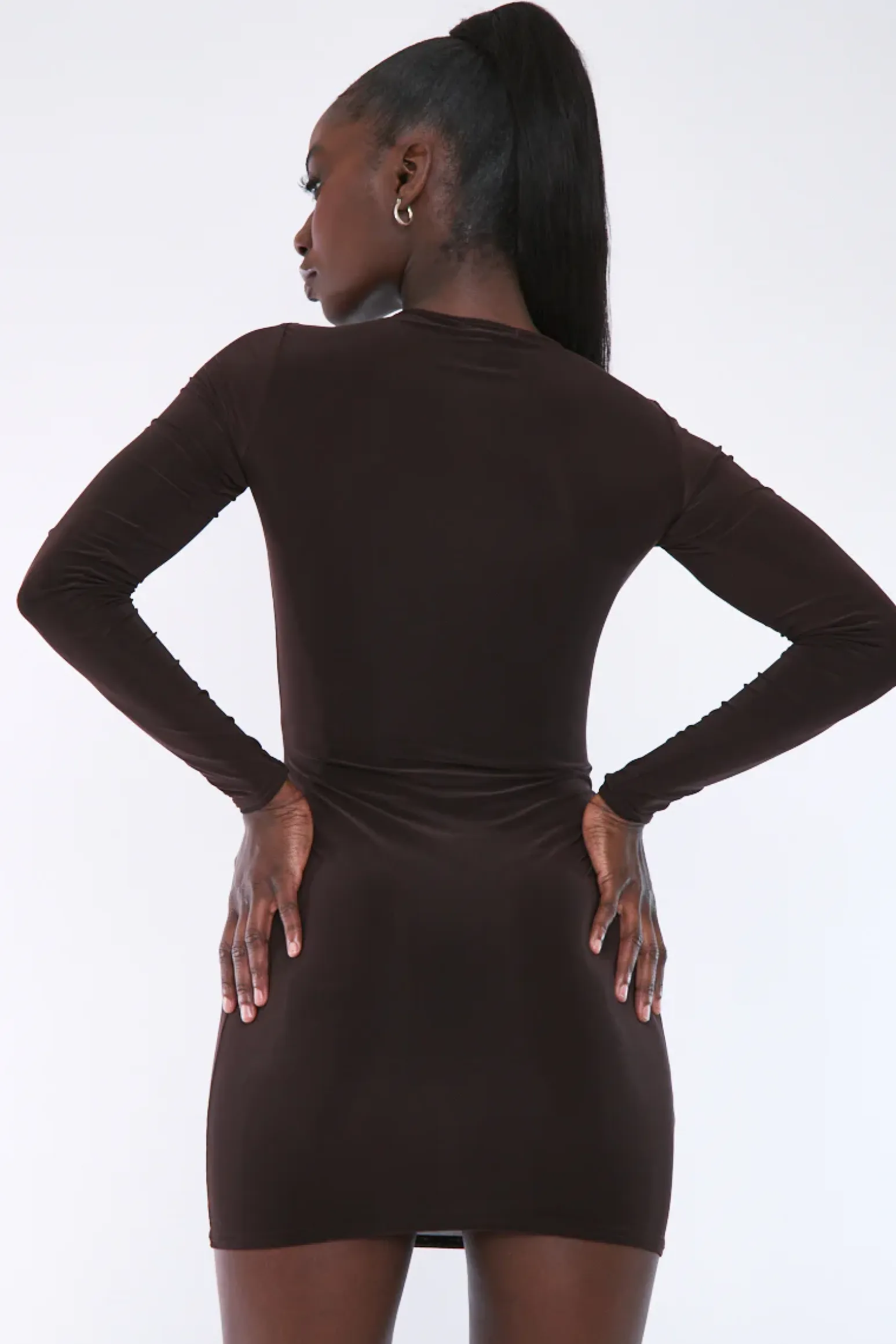 Rebellious Fashion Chocolate Ring Front Mini Dress - Keilani
