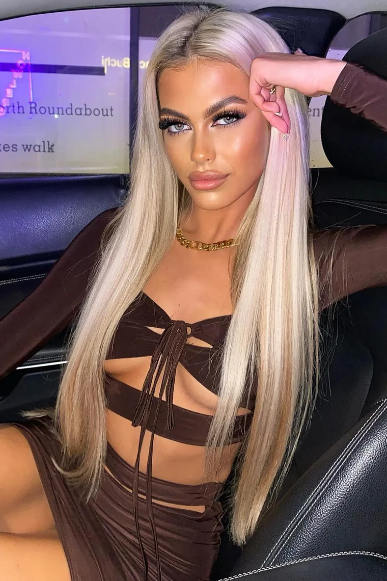 Rebellious Fashion Chocolate Cut Out Tie Front Crop Top & Mini Skirt Set - Kayla
